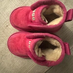 UGG Pink Suede Boots with Sheepskin Lining